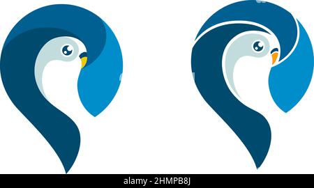 Pin Icon with Negative Space Designed As a Parakeet Stock Vector