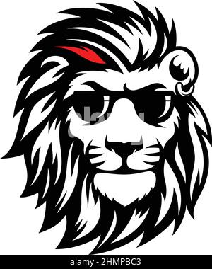 Head of Lion Cool Looking with sunglasses Stock Vector