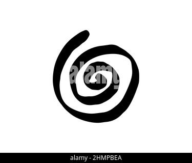 Black Tribal Tattoo Ancient Spiral. Hand drawing the Goddess creative powers of the Divine Feminine, and the never ending circle of creation. Wiccan Stock Vector