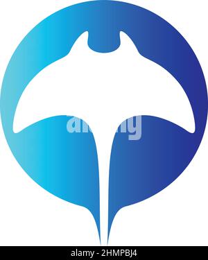 Logo Design of Simple Silhouette of Manta Stock Vector