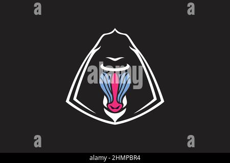 Edgy Design of Head of Mandrill Monkey Stock Vector