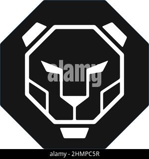 Simple Design of Leopard Head with Octagon Shape Stock Vector