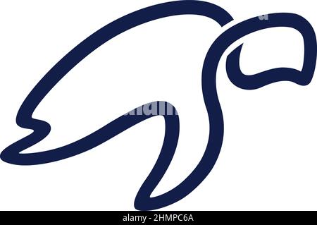 Simple Line Art of Sea Turtle Design Stock Vector