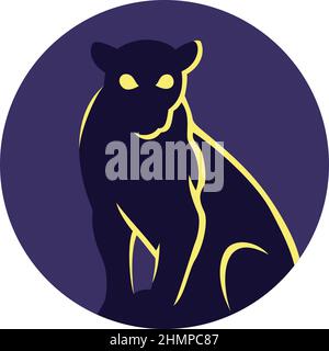 Simple Silhouette of Black Panther Animal Logo Type Vector Design Stock Vector