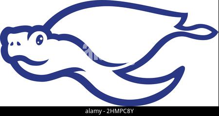 Simple Line of Sea Turtle Swimming Stock Vector