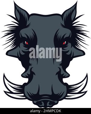 Head of Warthog Sport Logo Design Stock Vector