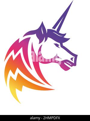 Strong Unicorn with Multi Color Gradient Stock Vector