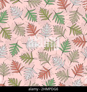 Elegant trendy ditsy floral vector seamless pattern design of exotic monarch fern leaves. Repeat texture foliate background for printing and textile Stock Vector