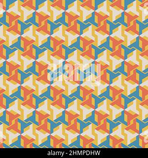 Seamless geometric abstract vector pattern design for printing and textile. Modern decorative texture with symmetrical shapes of variant colors Stock Vector