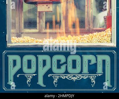 Vintage Style Popcorn Booth machine in United States of America Stock Photo