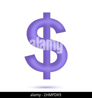 3d dollar sign. Currency icon. 3D rendering Stock Vector