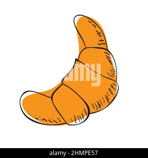 Simple hand drawn croissant icon badge bakery for design menu cafe ...