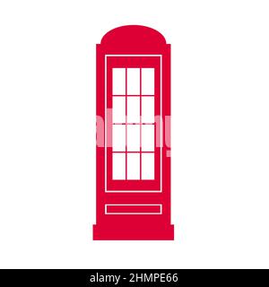 Telephone booth in London. Simple red icon on white. For your design Stock Vector