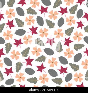 Ornamental stylish vector seamless floral ditsy pattern design. Modern elegant repeat texture. Small blooming abstract flowers and leaves background Stock Vector