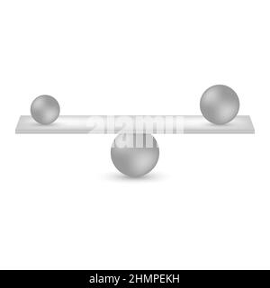 Balance of unequals. Spheres balancing on seesaw. 3d illustration Stock Vector