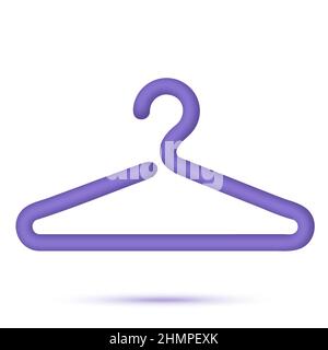 Purple hanger wardrobe icon. Cloakroom symbol. 3d illustration Stock Vector