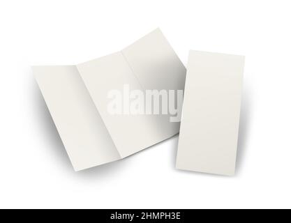 Brochure blank white template for presentation layouts and design. 3D rendering. Digitally Generated Image. Isolated on white background. Stock Photo