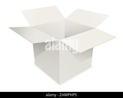 Shipping Box blank white template for presentation layouts and design. 3D rendering. Digitally Generated Image. Isolated on white background. Stock Photo