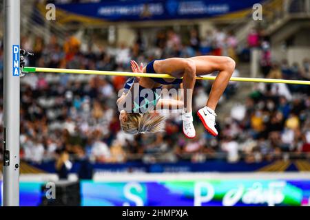 Yuliya (Yuliia) Levchenko (Women's High Jump) of Ukraine competes during the IAAF Wanda Diamond League, Meeting de Paris Athletics event on August 28, Stock Photo