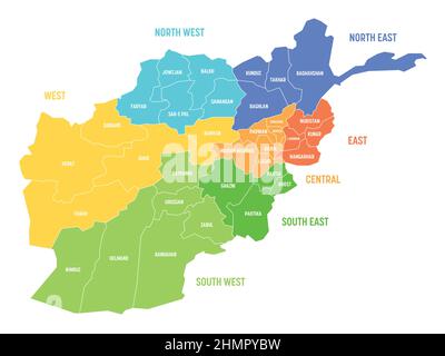 Afghanistan - regional map of provinces Stock Vector
