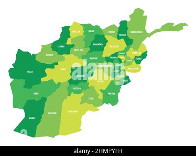 Afghanistan - administrative map of provinces Stock Vector