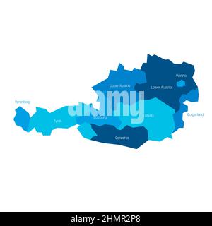 Austria - administrative map of states Stock Vector