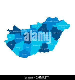 Hungary - administrative map of counties Stock Vector