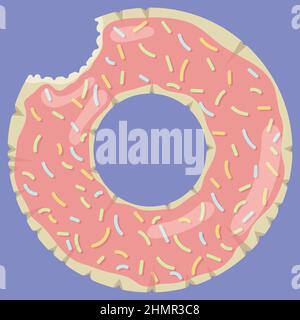 Donut shaped inflatable mattress icon for pool party, beach vacation and hotel vacation Stock Vector