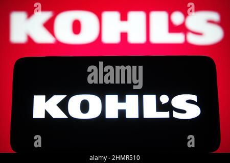 Ukraine. 11th Feb, 2022. In this photo illustration, a Kohl's Corporation logo is seen on a smartphone and a computer screen. (Photo by Pavlo Gonchar/SOPA Images/Sipa USA) Credit: Sipa USA/Alamy Live News Stock Photo