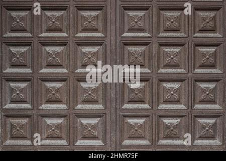 Metallic filigree vector texture. Brown painted metal door Stock Photo