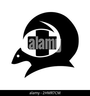 Weasel and cross logo vector. Pet care concept sign. Flat design. Stock Vector