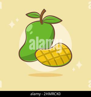 Fresh mango fruit cartoon illustration Stock Vector
