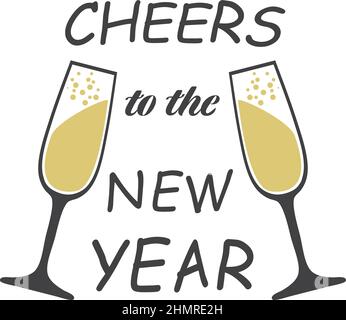 Vector Illustration of cheers to the new year champagne glasses. Stock Vector
