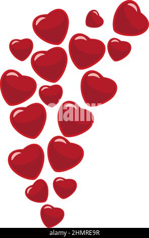 Vector Illustration of red hearts, valentines. Stock Vector