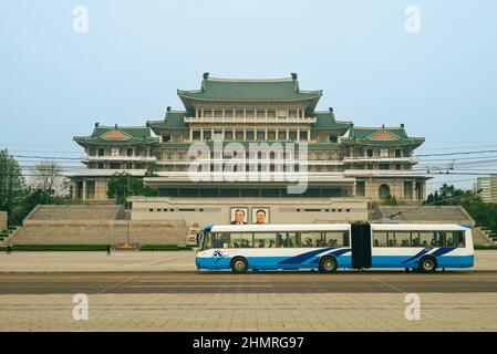 April 29, 2019: Grand Peoples Study House, the central library located on Kim Il sung Square in the North Korean capital, Pyongyang, was constructed i Stock Photo