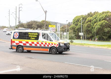 Australian ambulance from NSW Health attending a medical emergency in Avalon Beach,NSW,Australia Stock Photo