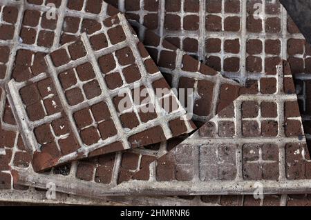 Top view of Broken tiles, Closeup of floor tiles Stock Photo