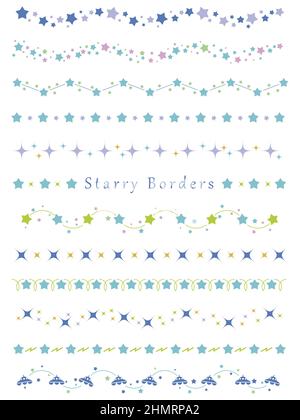 Star-Pattern Borders Set Isolated On A White Background. Vector Illustration. Stock Vector