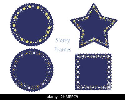 Star pattern frames set isolated on a white background. Vector illustration. Stock Vector