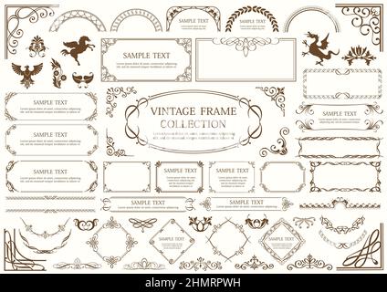 Decorative Vector Frames and Borders Set Isolated On A Plain Background. Stock Vector