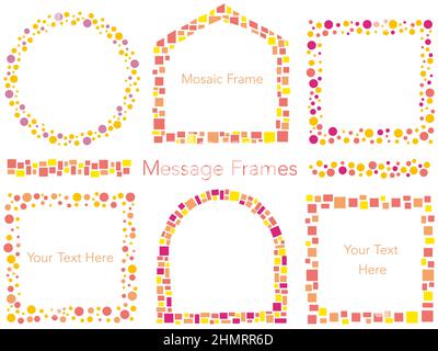 Set of vector mosaic frames in autumn colors isolated on a white background. Stock Vector
