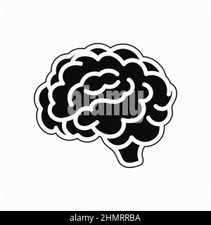 High quality Illustration of the medical black style vector icon of the human brain isolated on a white background. Stock Vector