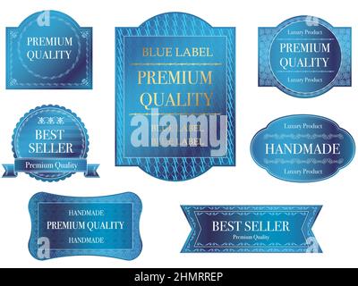 Blue labels set with text space isolated on a white background, vector illustration. Stock Vector