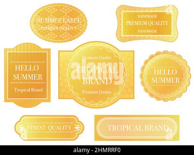 Yellow labels set with text space isolated on a white background, vector illustration. Stock Vector
