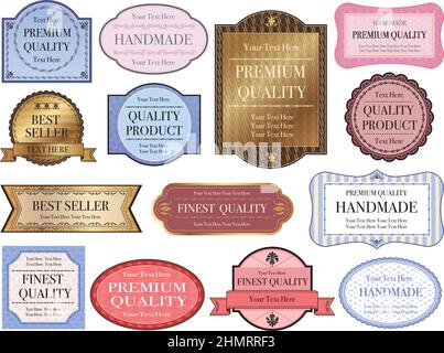 Vector label templates set with text space isolated on a white background. Stock Vector