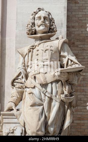 Madrid, Spain - March 6th, 2021: Diego Velazquez painter statue. National Archaelogical Museum of Spain, Madrid. 17th Century greatest spanish painter Stock Photo