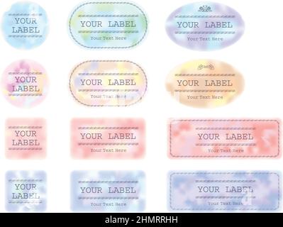 Watercolor Labels Set With Text Space Isolated On A White Background, Vector Illustration. Stock Vector