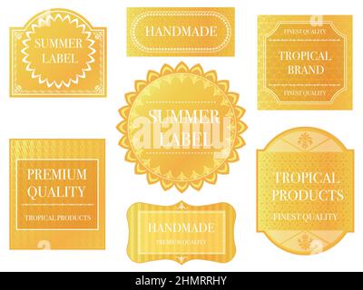Set of yellow labels with text space isolated on a white background, vector illustration. Stock Vector