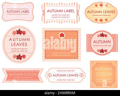 Set Of Labels In Pastel Autumn Colors Isolated On A White Background, Vector Illustration. Stock Vector