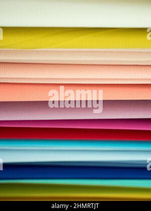 colorful fabric hanged on display Stock Photo